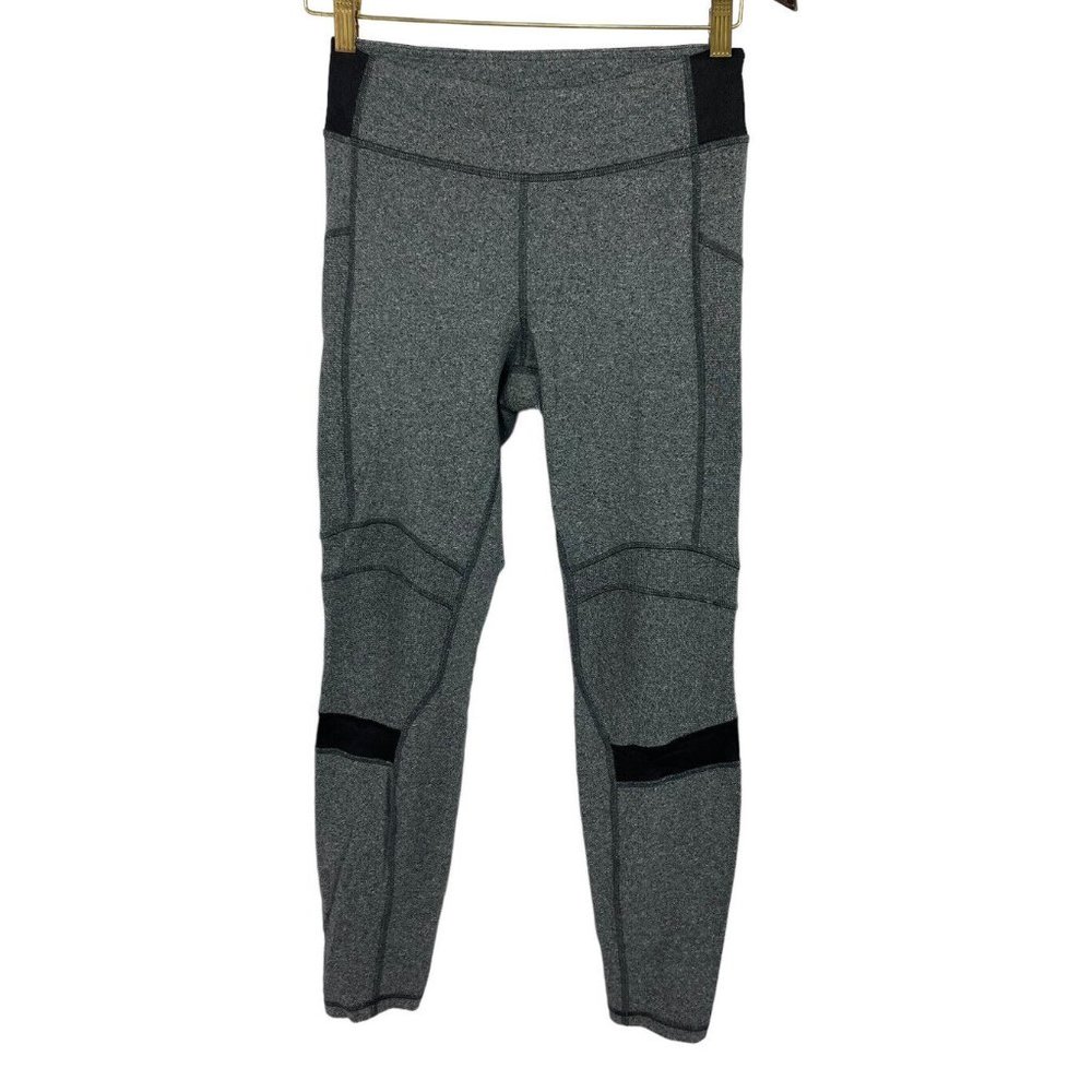 Lululemon Gray And Black Moto Leggings - Sz Women's 6 Athletic Fitted 29" Inseam